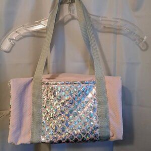 New Mermaid scales Carpet Bag Mini Duffle Pink Silver Iridescent Shoulder travel